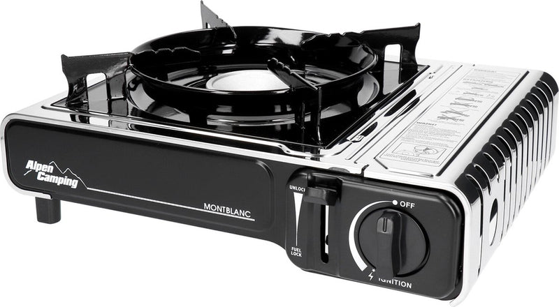 Alpen Camping - Gaskocher 2,2 kW mit Gaskocherkreuz | Campingkocher - Gasverbrauch 160 g h Piezozündung
