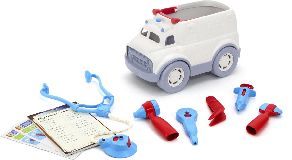 Bigjigs Spielzeug-Krankenwagen-Arzt-Spielset – grünes Spielzeug