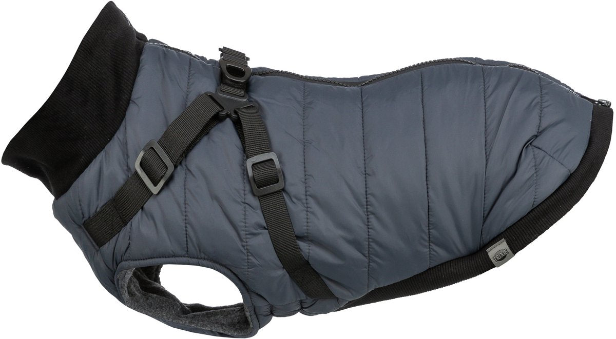 Trixie Hundemantel Pontis blau – integriertes Geschirr, Fleecefutter – 36 cm