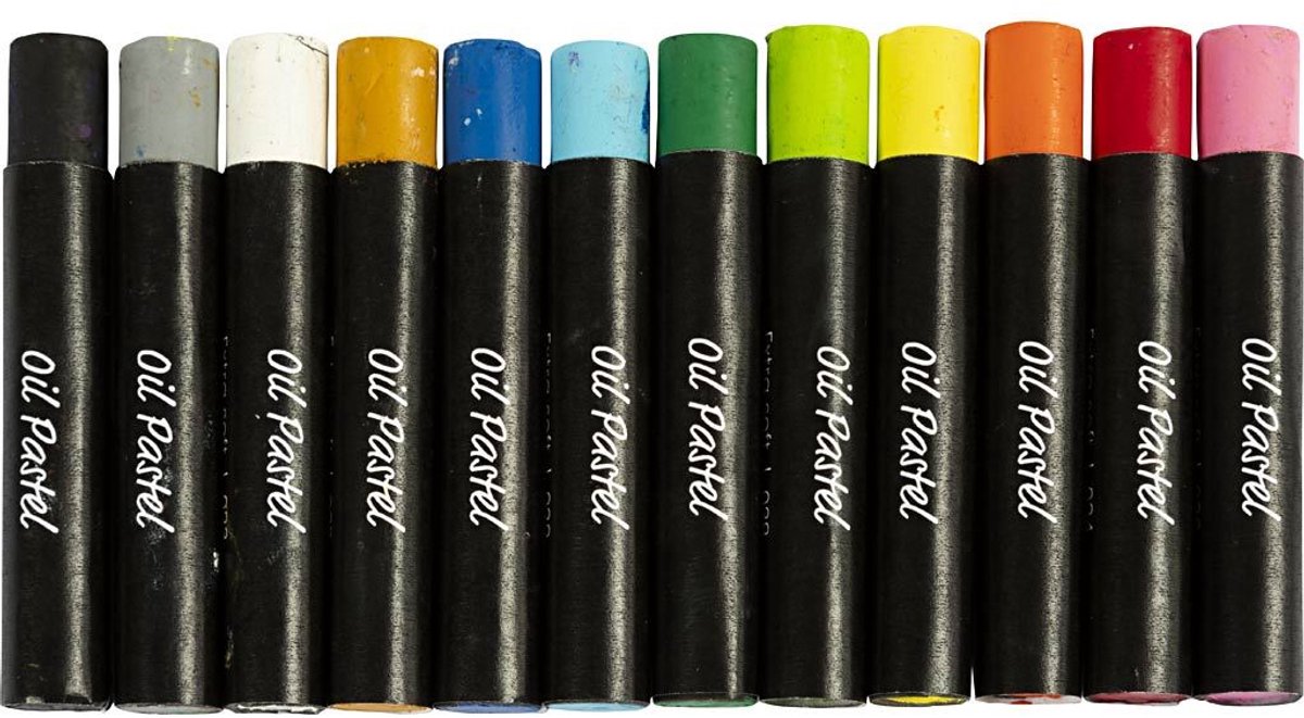 Creativ Company Ölpastelle, L: 7 cm, Stärke 11 mm, Standardfarben, 12 Stück 1 Box