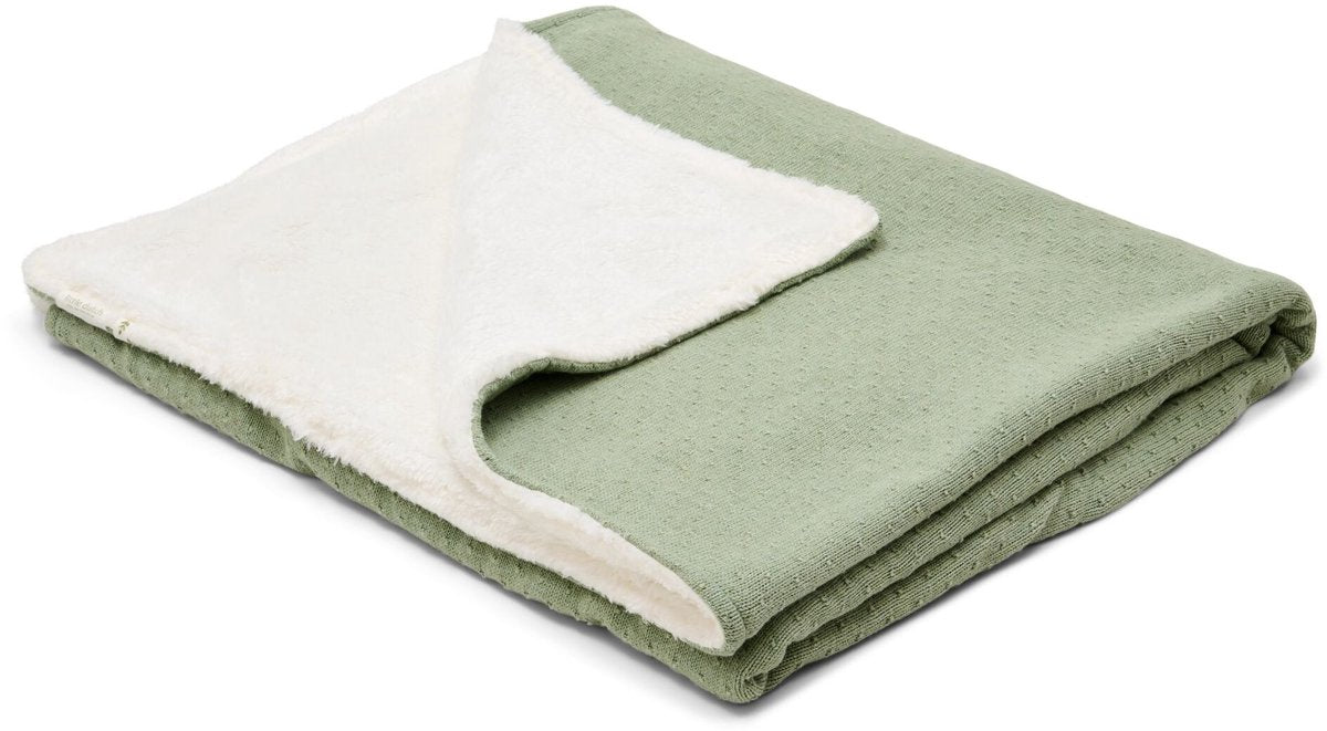 Gestrickte Babydecke von Little Dutch – Fleece – Grün – Essentials