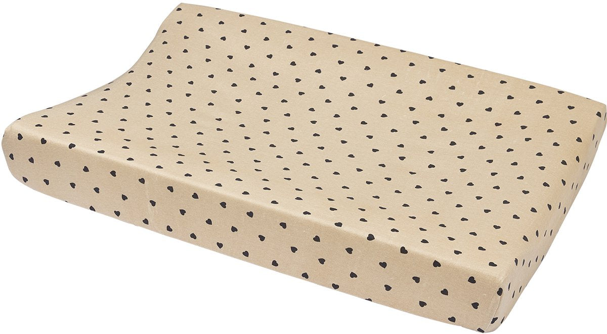 Meyco Baby Sweet Heart Wickelauflagenbezug – weicher Sandschwarz – 50 x 70 cm