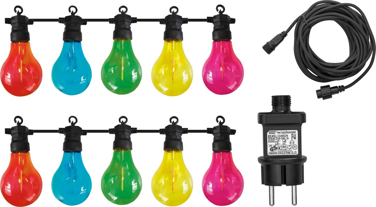Luxform - Lichterkette Maui - mit 10 farbigen LED-Leuchten - koppelbar - für den Außenbereich geeignet