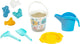 Klein Toys Little Foot – Eimerset mit Gießkanne, Sieb, Rechen, Schaufel und Spielfiguren – recyceltes Material
