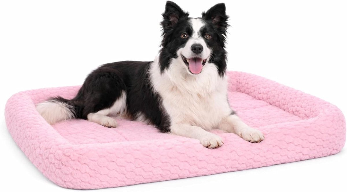 Flamingo-Hundekissen – Hundekorb – Naya rechteckig rosa mit Rand 100,5 x 63,5 cm – weich – luxuriös – bequem