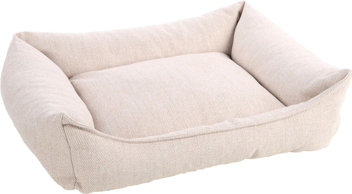 Orthopädisches Hundebett Flamingo – Orthopädisches Hundebett – Premium-Linie – reines Luxus-Hundebett 80 x 67 x 22 cm – extra Memory-Schaum für maximalen Komfort – Baldar-Korb beige