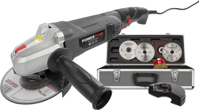 Powerplus elektrischer Winkelschleifer poweset2 – 900-W-Schleifmaschine – Schleifscheibe 125 mm ᴓ, kompakt, mit 6 Zubehörteilen, Aufbewahrungskoffer