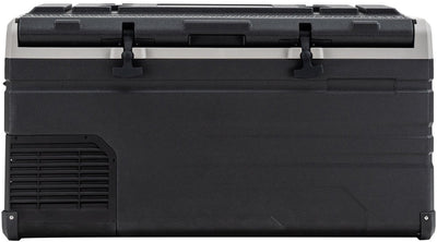 Steamy-e Einzonen-Kühlbox mit elektrischem Kompressor – Einzelzone – 77 Liter – 12 V und 230 V – für Auto und Camping – Schwarz