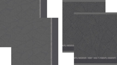 Ddddd – Barriere – Set aus Geschirrtüchern und Küchentüchern – 4-teiliges Set – Baumwolle – botanischer Druck – 60 x 65 cm, 50 x 55 cm – Anthrazit