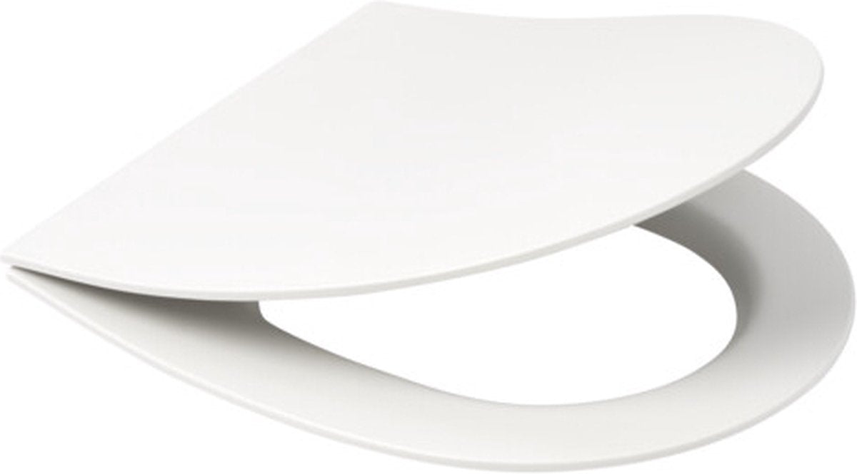 Plieger Nola Kansas Slim Toilettensitz – D-förmiger Toilettensitz – Duroplast – mattweiß – mit Deckel – Absenkautomatik – Edelstahlbefestigung