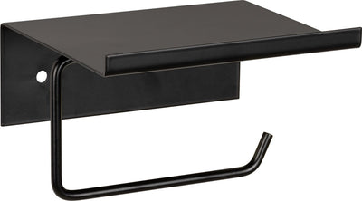 Wenko toilet roll holder with shelf desulo matt black steel - toilet roll holder with shelf - toilet paper holder with plateau - attach with or without screws - self-adhesive