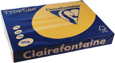 Clairefontaine Trophäe Pastell, farbiges Papier, A3, 80 g, 500 Blatt, goldgelb 3 Stück
