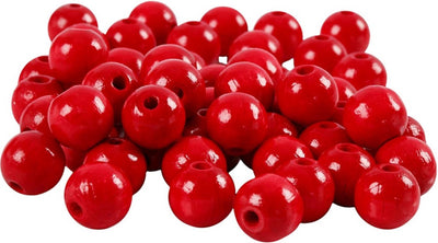 Creativ Company Holzperlen, D 12 mm, Lochgröße 3 mm, ca. 40 Stück, rot, 22 g 1 Box