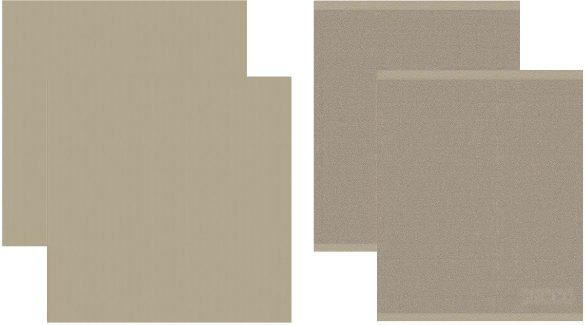Ddddd - 2x Geschirrtuch + 2x Küchentuch - Logo - Taupe