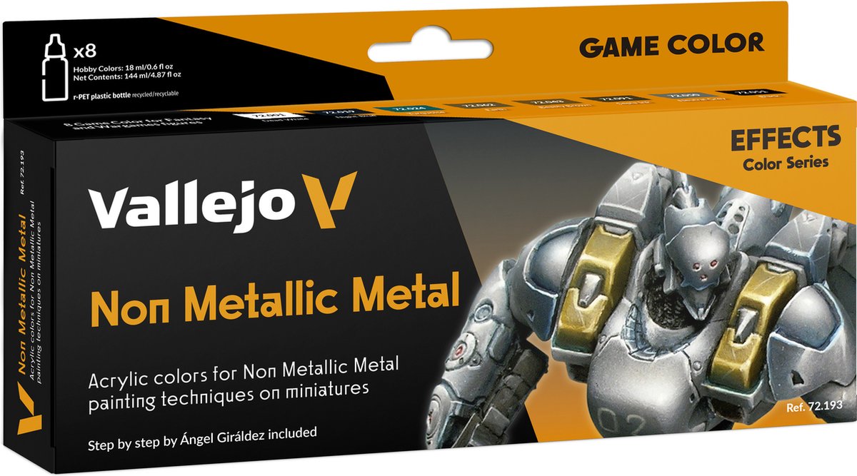 Vallejo Hobbyfarbe Acrylfarbe – 72193 Nichtmetallisches Metall für Fantasy und Wargames – Spielfarbe – Acrylset – 8x Farbset – 8x 18 ml