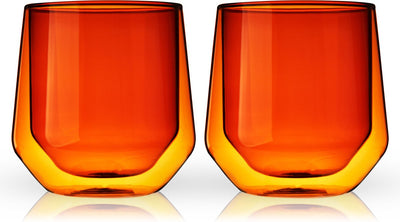 Viski Aurora Becher – doppelwandig – Glas – 266 ml – 2 Stück – Bernstein