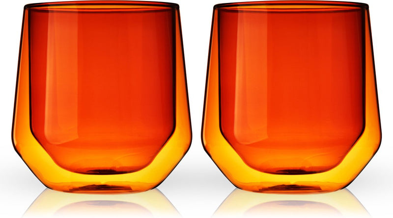 Viski Aurora Becher – doppelwandig – Glas – 266 ml – 2 Stück – Bernstein