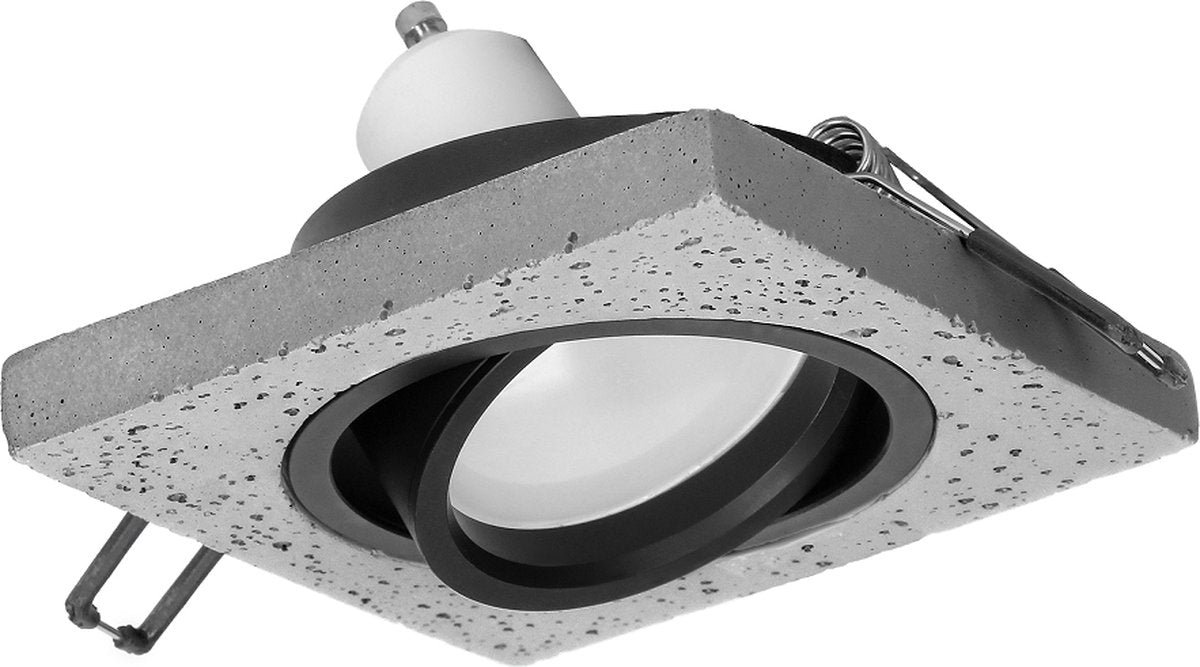 Quadratischer Einbaustrahler Orno Halisi – Strahler in Betonoptik – gerichtete Lichtquelle – GU10 MR16