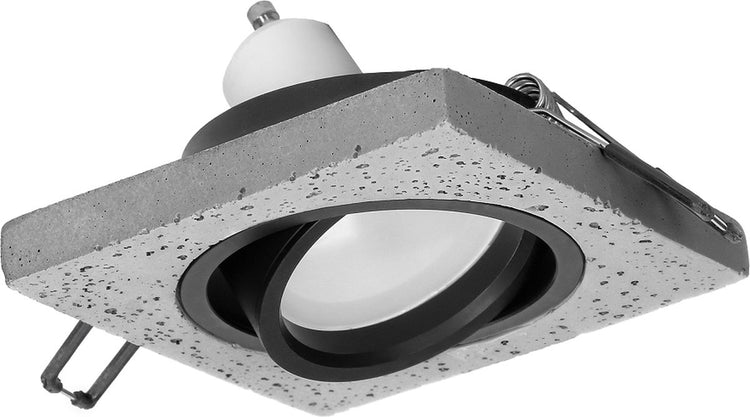 Quadratischer Einbaustrahler Orno Halisi – Strahler in Betonoptik – gerichtete Lichtquelle – GU10 MR16