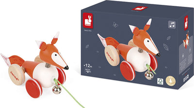 Janod Zigolos - Ziehfigur Fuchs - Spielfigur aus Holz - Kabellänge: 50 cm - geeignet ab 1 Jahr
