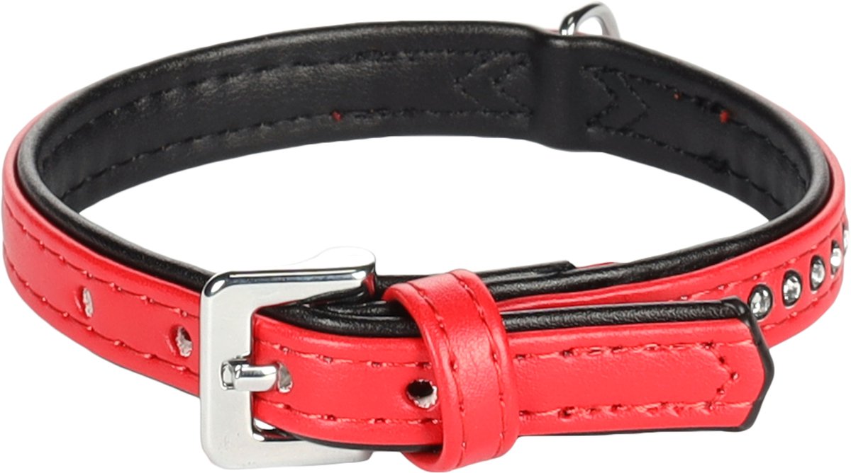 Flamingo Monte Carlo gefüttert - Hundehalsband - Monte Carlo Halsband rot M 22-27cm 14mm - 1Stk - 126210 - 1Stk