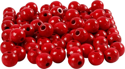 Creativ Company Holzperlen, D 8 mm, Lochgröße 2 mm, ca. 80 Stück, rot, 15 g 1 Box
