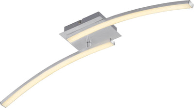 Briloner go – Deckenleuchte – gebogene Deckenleuchte – 2-flammig – LED 2 x 6 W – warmweißes Licht – 55,4 cm – aluminiumfarben