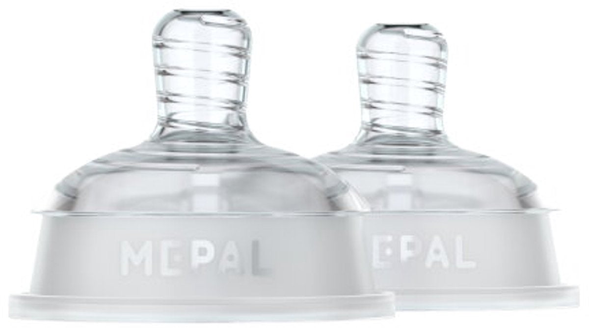 Mepal Mio Flaschensauger-Set 2-teilig schnell – Anti-Kolik – Spiraldesign verhindert Verstopfen – medizinisches Silikon – transparent