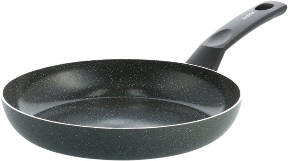 Kochstar Steinbratpfanne 24 cm – PFA-freie Antihaftbeschichtung – Induktionsbratpfanne – Keramikbratpfanne – ofenfest bis 130 °C – Kaltgriffe – Granitschwarz
