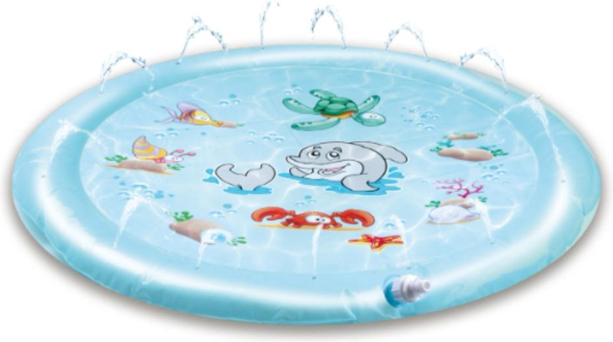 Eddy Toys kreative Wasserspielmatte für Kinder ø100 cm – Wassermatte mit Sprühsystem – blau