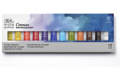 Winsor Newton 0390636 Cotman Aquarellfarben-Set – 12 Tuben à 8 ml – Professionelles Aquarell für Studio und Reisen