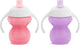 Munchkin Trinkbecher 2er-Pack – bissfester Trainerbecher mit Klickverschluss – bissfester Trinkbecher für Babys – Übergangsbecher – ab 6 Monaten – Becher mit Henkeln – 207 ml – lila rosa