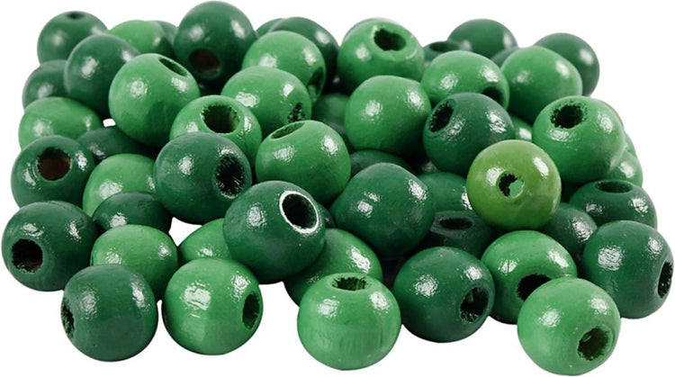 Creativ Company Holzperlen, D 12 mm, Lochgröße 3 mm, ca. 40 Stück, grün, 22 g 1 Box