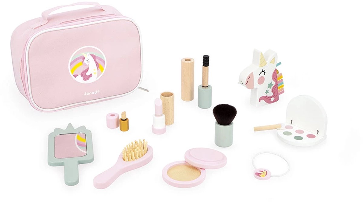 Janod - Einhorn - Beauty Case - 10 Make-up-Accessoires
