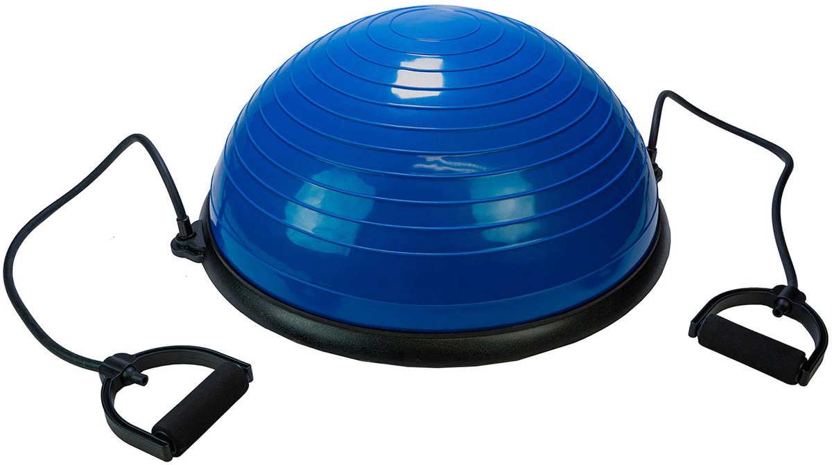 Tunturi Balance-Trainerball – mit Fitness-Gummizügen – blau – inkl. kostenlose Fitness-App