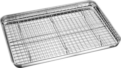 Gefu Variado Universal-Backblech mit Rost – Edelstahl – 40,5 x 30,5 cm – herausnehmbarer Rost – spülmaschinenfest