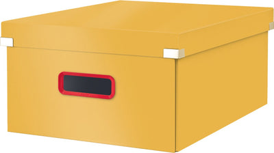 Leitz Click Store große Aufbewahrungsbox aus Karton A3 – 85 % recycelter Karton – faltbare Sortierbox mit Deckel – 36,9 x 20 x 48,2 cm (BxHxT) – warmes Gelb