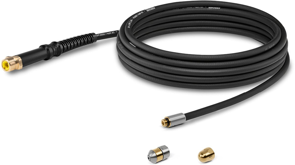 Kärcher PC 7,5 Abwasserschlauch-Set – Hochdruckreiniger-Zubehör – 7,5 Meter – verschiedene Düsen – flexibel