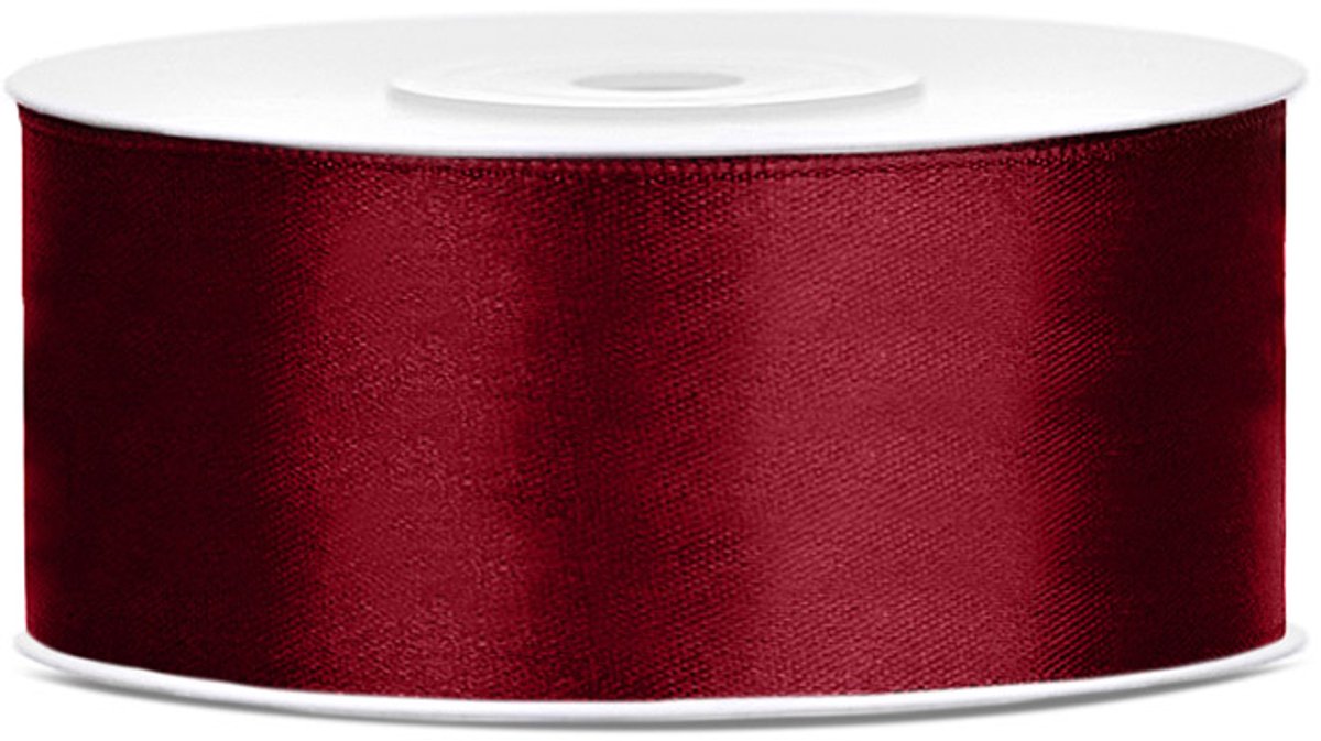 Partydeco - Satinband Burgunderrot 25mm Rolle 25m