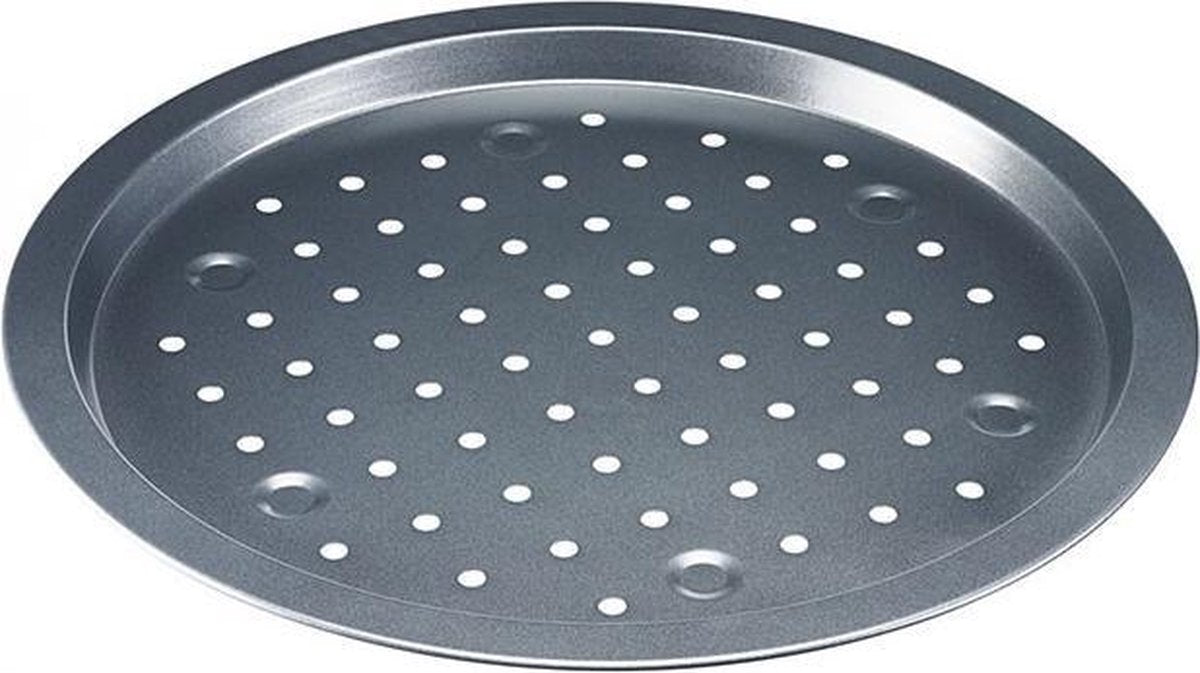 Westmark Pizza-Backblech, rund, mit Löchern, kaltgewalzter Stahl, Backmeister, Anthrazit, 32922270