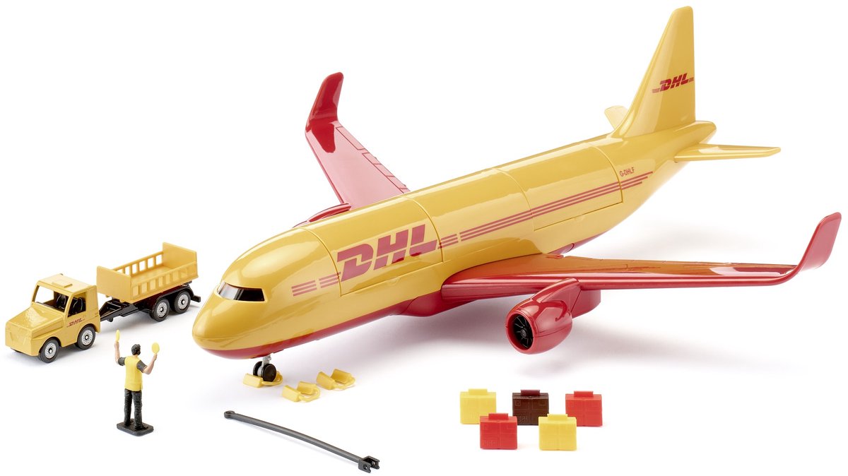 Siku DHL Frachtflugzeug mit Zubehör