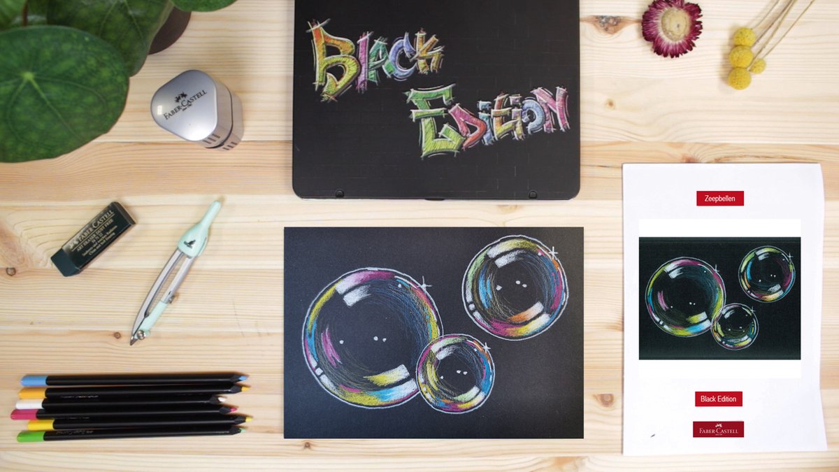 Faber-Castell Buntstifte Werkstattpaket Bubble – Black Edition – inklusive Zubehör – doc-ws-pak-sp2