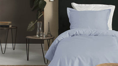 Cinderella Sundays Bettbezug – 2 Personen – Satin – 200 x 200 220 cm – Hellblau + 2 Kissenbezüge 60 x 70