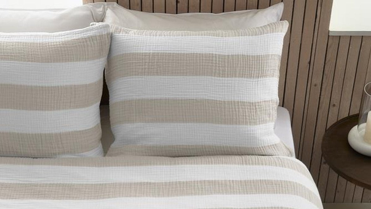 Gestreifter Bettbezug Riviera Maison – Einzelbetten – 240 x 200 220 – Sand