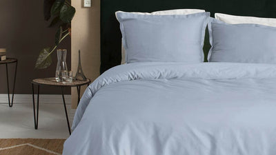Cinderella Sundays Bettbezug – 2 Personen – Satin – 200 x 200 220 cm – Hellblau + 2 Kissenbezüge 60 x 70
