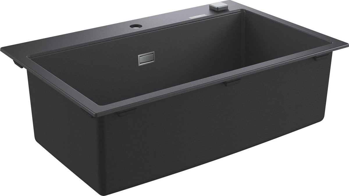 Grohe k700 Verbundspüle – 78 cm – Einbau – mit Überlauf und automatischem Abfluss – Granitschwarz