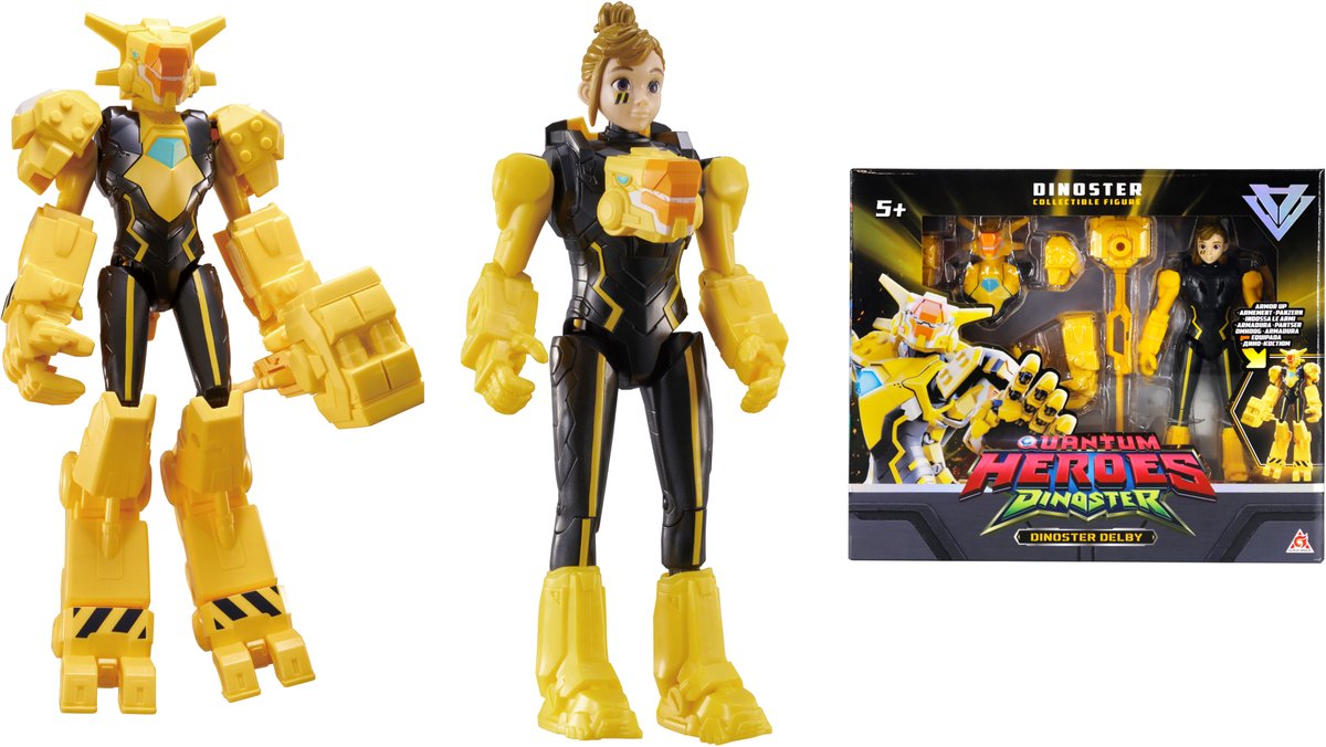 Quantum Heroes Dino Star Dino Star – 2 Figuren in 1 – Verwandeln Sie Ihre Roboter – 22 cm – Delby