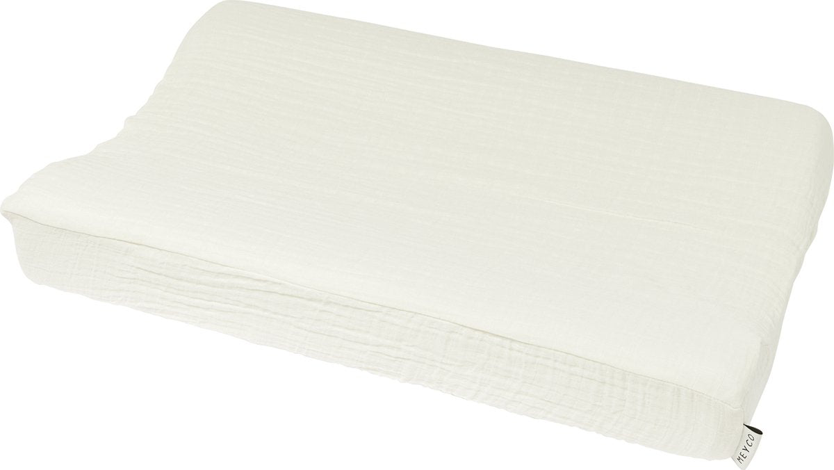 Meyco Baby Uni Wickelauflagenbezug – vorgewaschen, hydrophil – gebrochenes Weiß – 50 x 70 cm