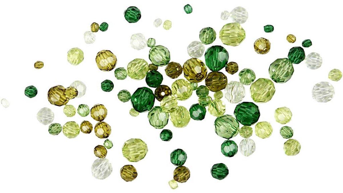 Facettenperlen der Kreativfirma, dumm 4-12 mm, Lochgröße 1-2,5 mm, ca. 860 Stück, grüner Glitzer, 250 g 1 Box