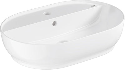 Grohe Essence Aufsatzwaschtisch – 50 cm – mit Hahnlochüberlauf – Keramik glänzend – Aquaceramic Hyperclean – Weiß